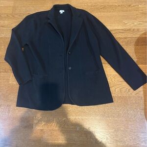 J.Crew Sweater Blazer XXL Black Knit Boyfriend Style Jacket 100% cotton